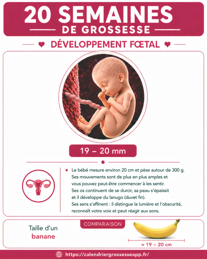 Illustration du bébé à 20 semaines de grossesse