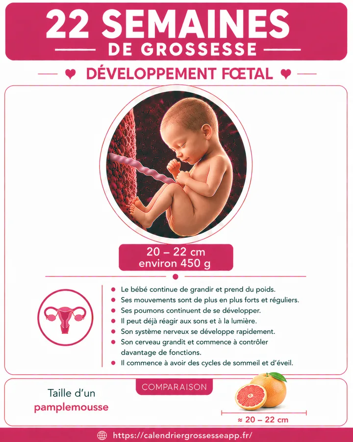 Illustration du bébé à 22 semaines de grossesse