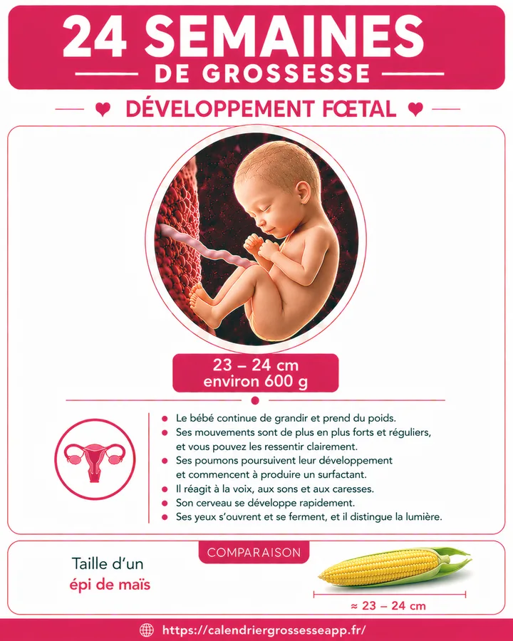 Illustration du bébé à 24 semaines de grossesse